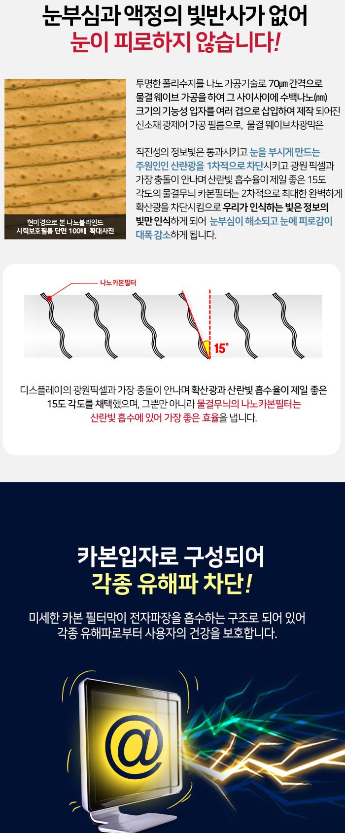 NANOBLIND 시력보호필름 32 Wide-B 모니터보호필름/모니터필름/모니터보호필름/모니터용필름/눈부심방지필