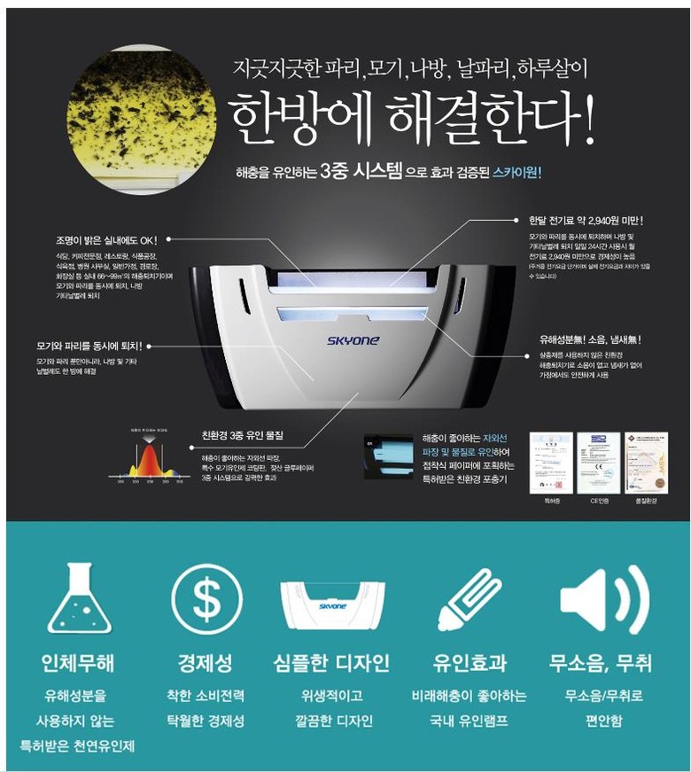 스카이에프 해충포획기 해충포충기(끈끈이3장+10장)/포집기/모기잡이/모기잡이/모기유인기/해충잡이/휴대용
