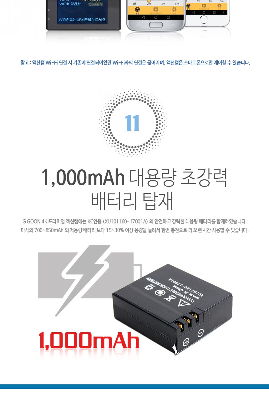 G GOON GPRO-4000 실버 액션캠 4K 방수카메라/캠/액션캠/액션카메라/액션방수캠/방수카메라/방수캠/레포츠