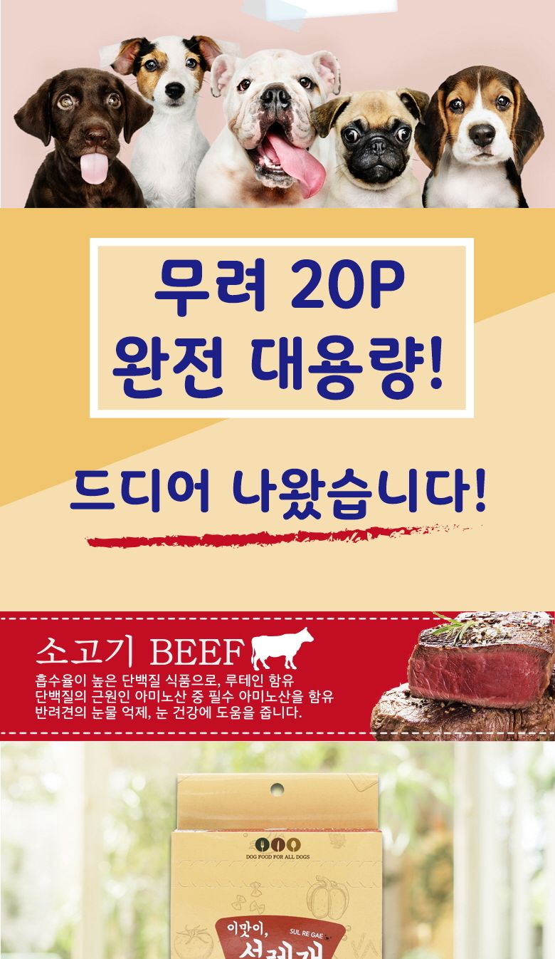 소고기 20개입 애완동물 영양 간식/강아지영양간식/져키간식/반려견간식/애견훈련용간식/20개입/하얀소세지