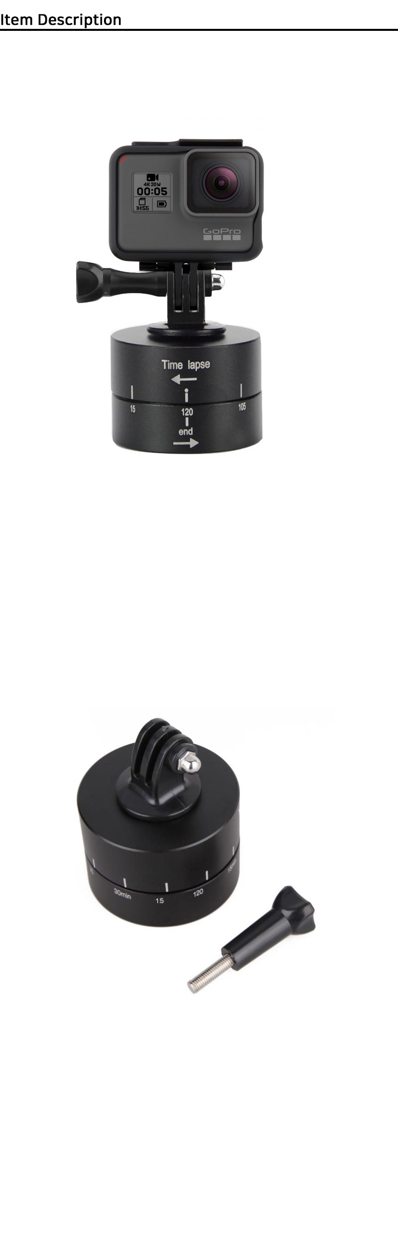 고프로9 호환 120분 타이머 360도 마운트 타임랩스/캠회전마운트/회전마운트/회전어댑터/액션캠부품/카메라