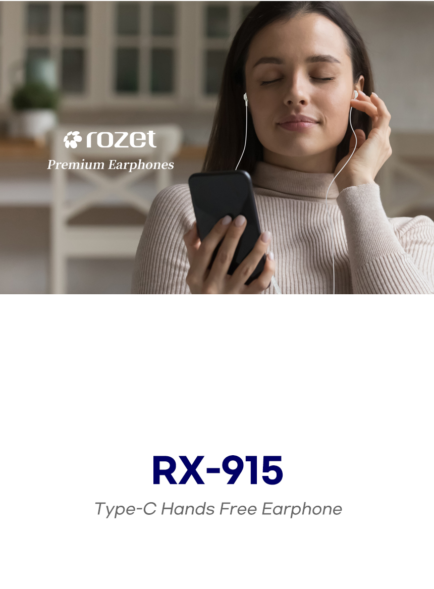(블랙) rozet C타입이어폰 갤럭시Z플립3 4 유선이어폰 RX-915/이어폰/C타입이폰/C형이어폰/기본이어폰/인이