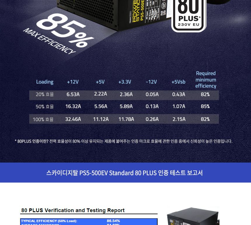 스카이디지탈 PS5-500EV 80PLUS STANDARD ATX 파워/게이밍파워/파워써플라이/PC파워서플라이/파워스테이션/