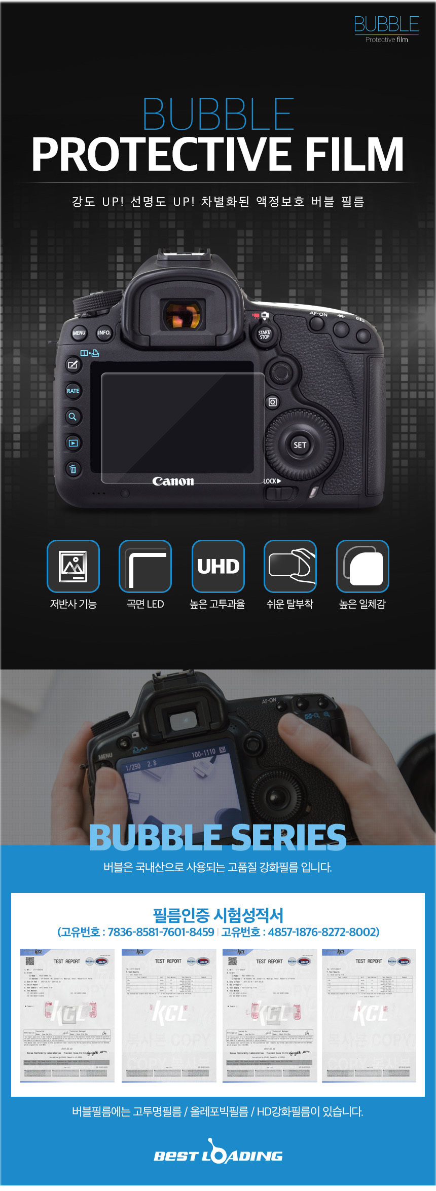 버블 LCD 올레포빅 2장 캐논 EOS 6D MARK II 상단포함/카메라액정보호필름/카메라액정/카메라액정필름/액정