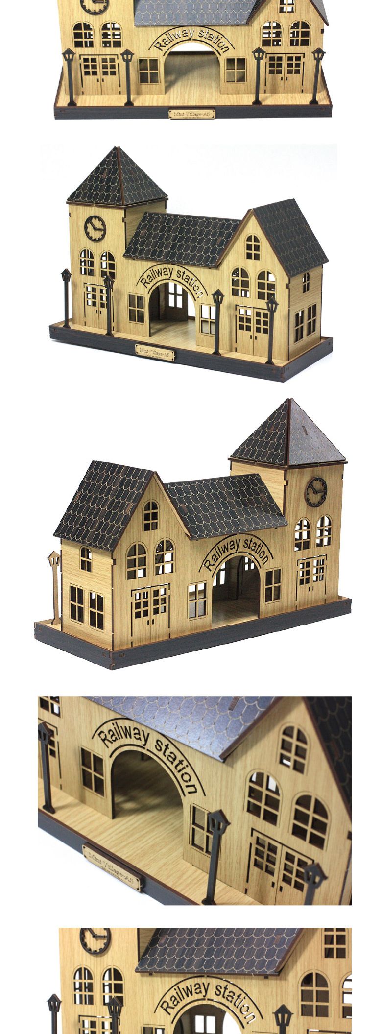 (BD-20) 미니빌리지 A5_블랙 (기차역) SY440023/우드하우스만들기/입체하우스만들기/인테리어소품/모형/모