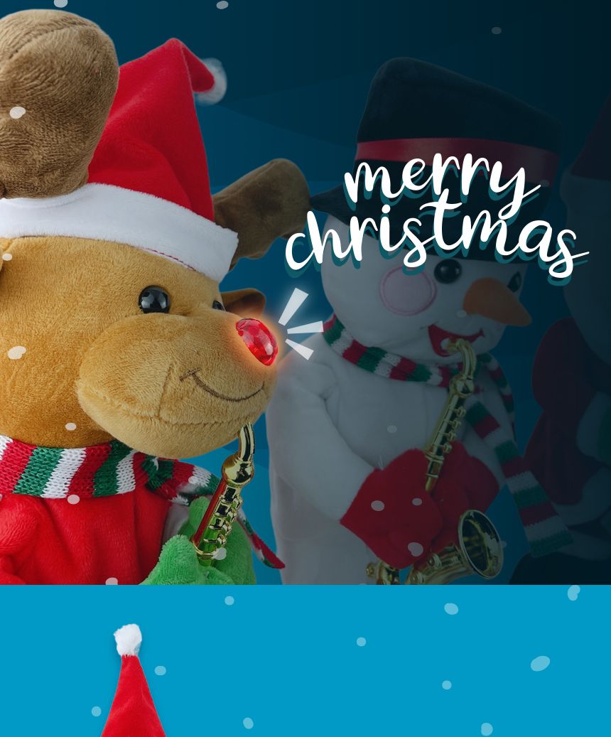 크리스마스 댄싱인형 섹소폰 부는 42cm인형 3종 랜덤/인형/댄싱인형/댄스인형/춤추는인형/선물용인형/어린