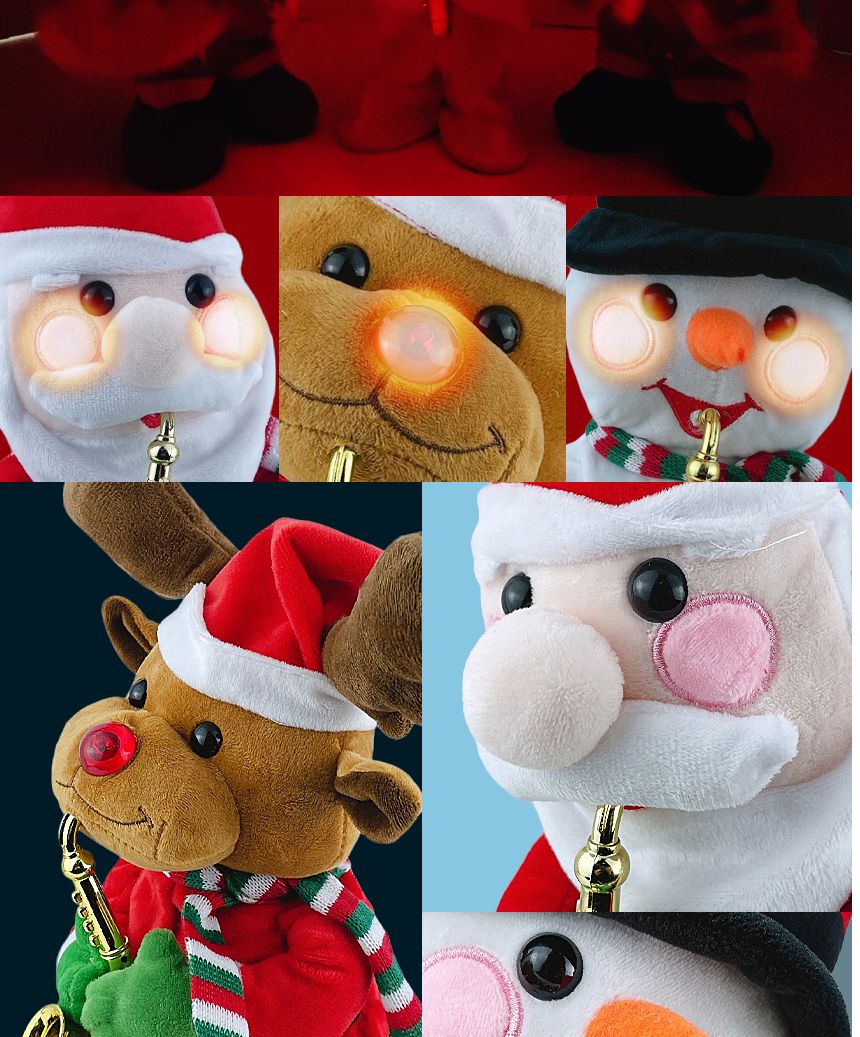 크리스마스 댄싱인형 섹소폰 부는 42cm인형 3종 랜덤/인형/댄싱인형/댄스인형/춤추는인형/선물용인형/어린