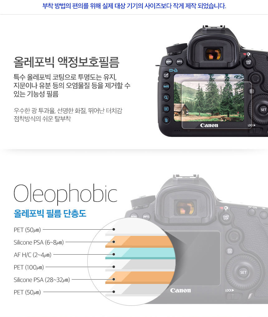 캐논 M50 마크2 올레포빅 액정보호필름 2매/필름/액정필름/액정커버/액정커버필름/액정보호필름/디카액정커