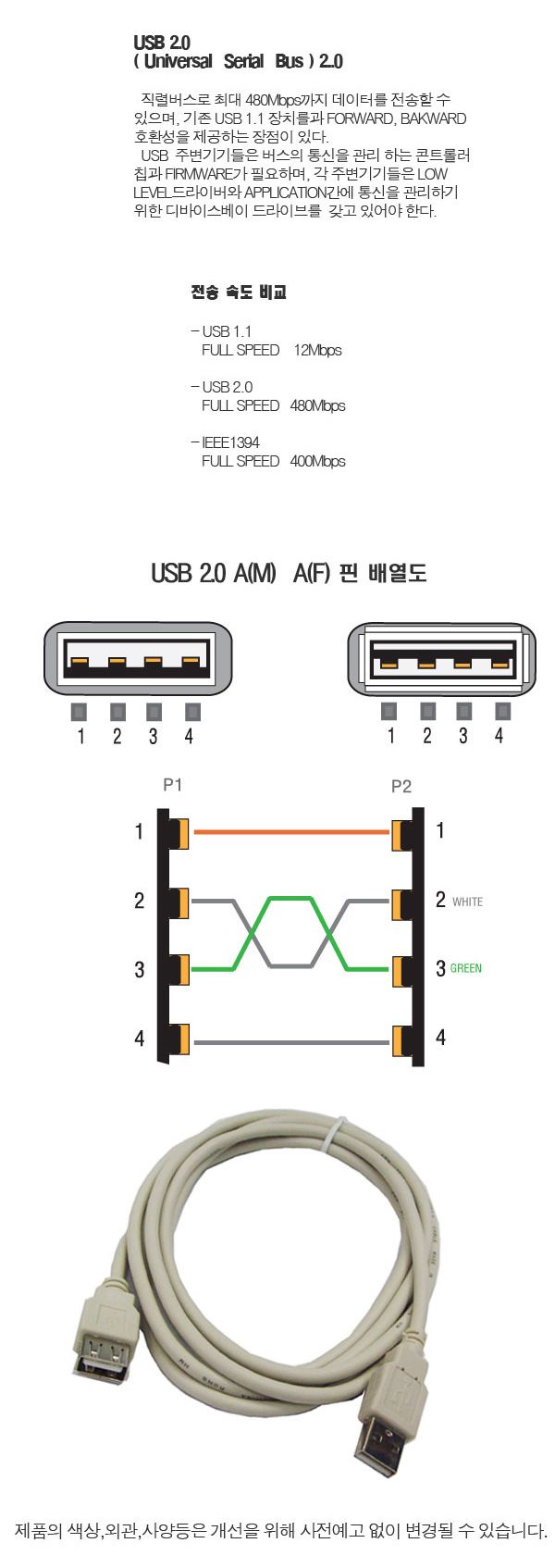 컴퓨터 용품 USB 연장 AM - AF 케이블 5m/케이블/퓨터케이블/연장선/연장케이블/USB케이블/USB연장선/USB연