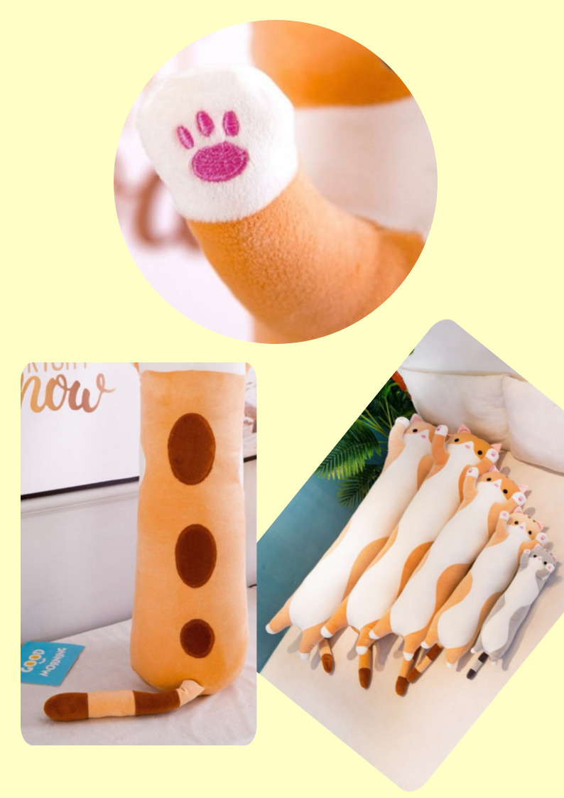 (브라운) 대형 고양이 롱 바디필로우 50cm 수면 쿠션 모찌 찰떡/바디필로우/롱쿠션/롱베개/동물인형/동물쿠