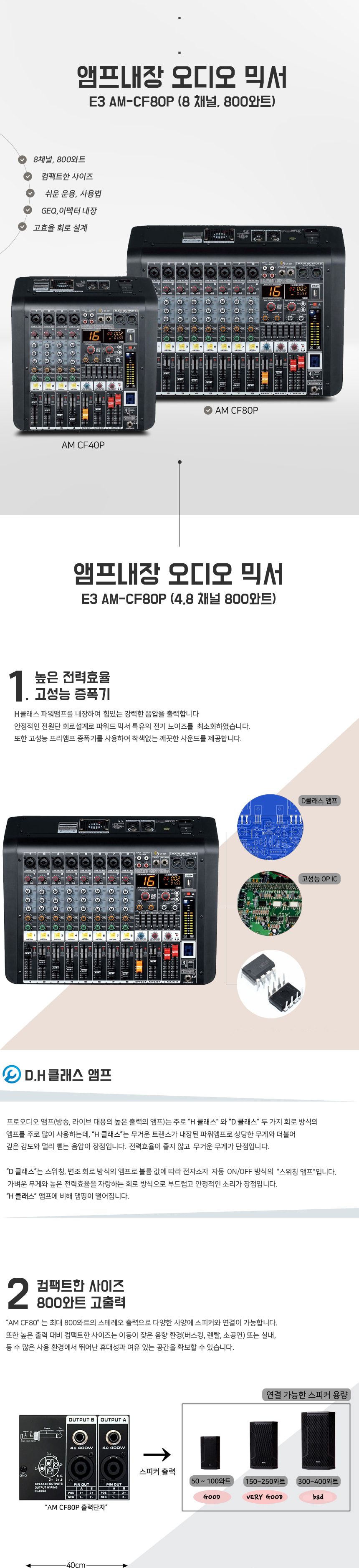 AM-CF80P 8CH 파워드믹서 앰프내장/음향기기/행사용음향기기/매장음향기기/앰프/오디오/오디오믹서/믹싱앰