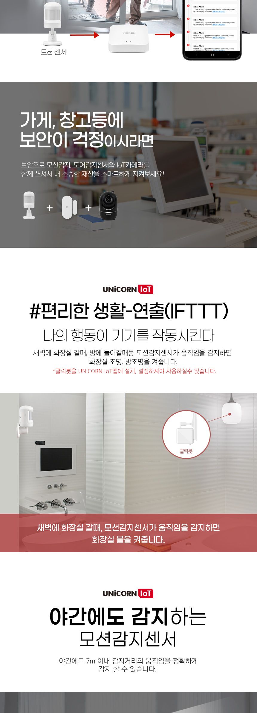 유니콘IoT TS-M3 모션감지센서 적외선 인체동작감지/모션/모션감지/모션센서/모션감지센서/모션/스마트모션