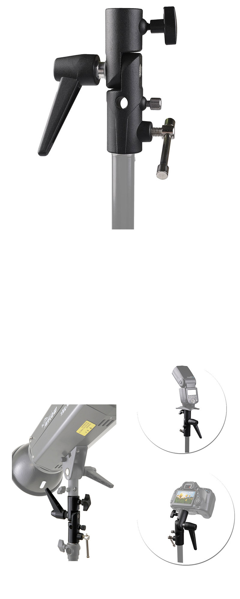 스피곳 마운트 조명 LED 링라이트 유튜브 각도 스탠드/카메라조명/카메라조명브라켓/조명브라켓/삼각대브라