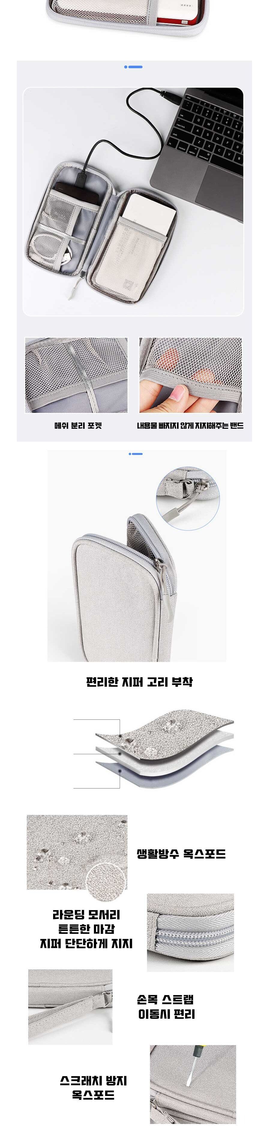 디지털 스트립 다용도 파우치/이중지퍼파우치/다용도파우치/지퍼파우치/디지털파우치/스트랩파우치/케이블