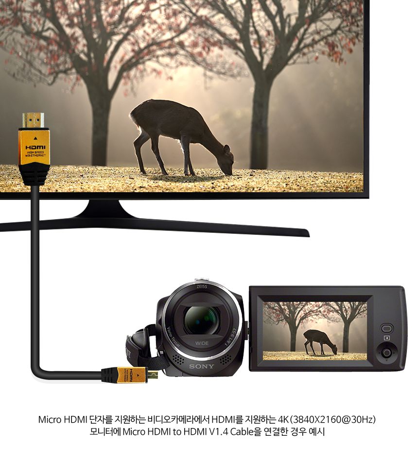 케이베스트 micro hdm to hdmi 케이블 길이 2.0m/DISPLAYPORT/디피케이블/DP케이블/디스플레이포트/모니터