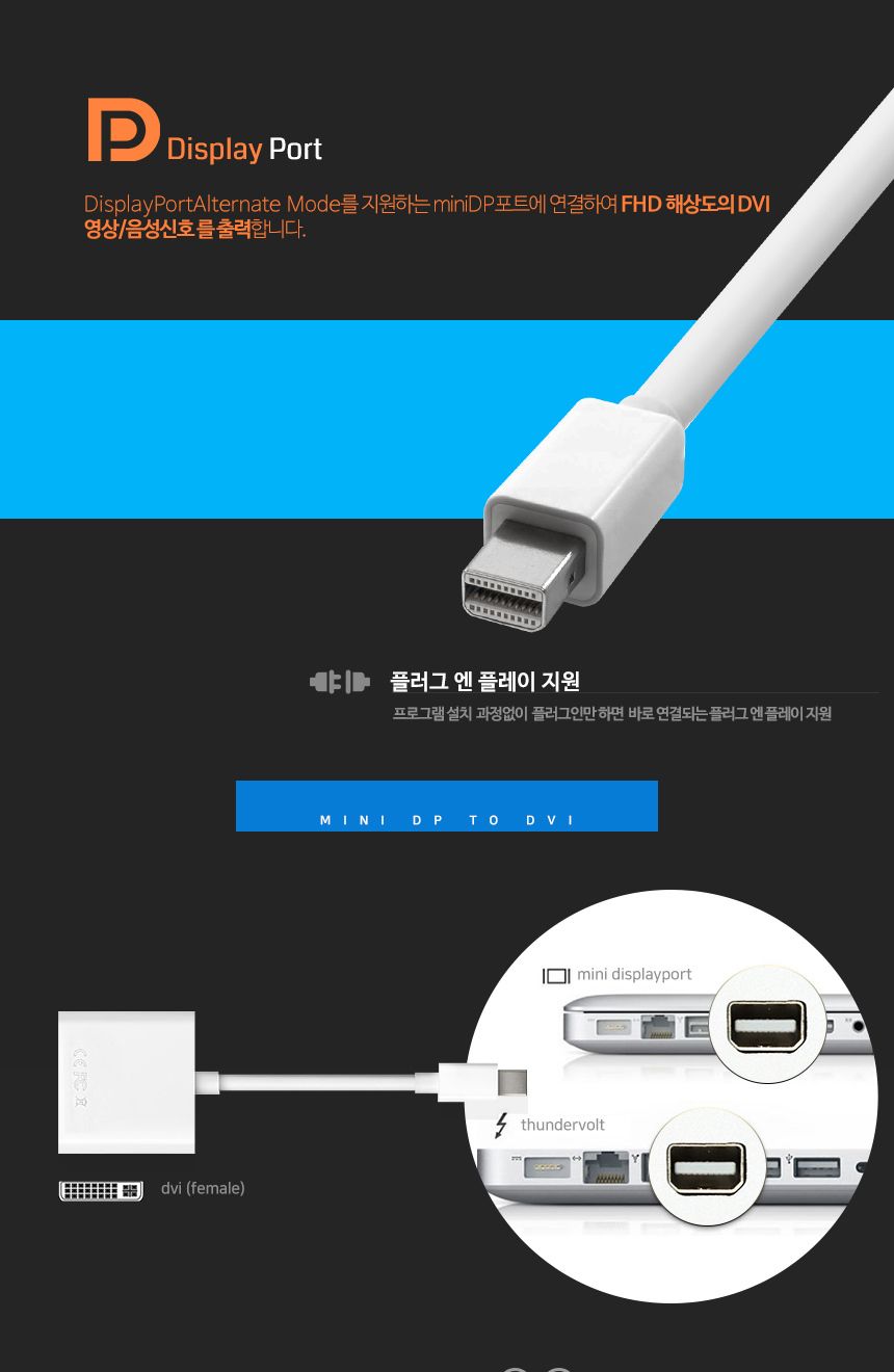 케이베스트 mini dp to dvi 컨버터 연장 변환 젠더/DVI/DVI젠더/젠더/변환젠더/DVI연장젠더/연장젠더/DVI케