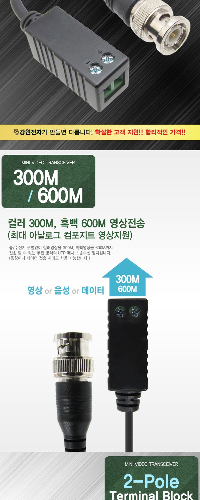 NM CCTV 영상 장거리 전송장치(송수신기 겸용/커넥터/CCTV커넥터/영상전송장치/장거리영상전송장치/영상수