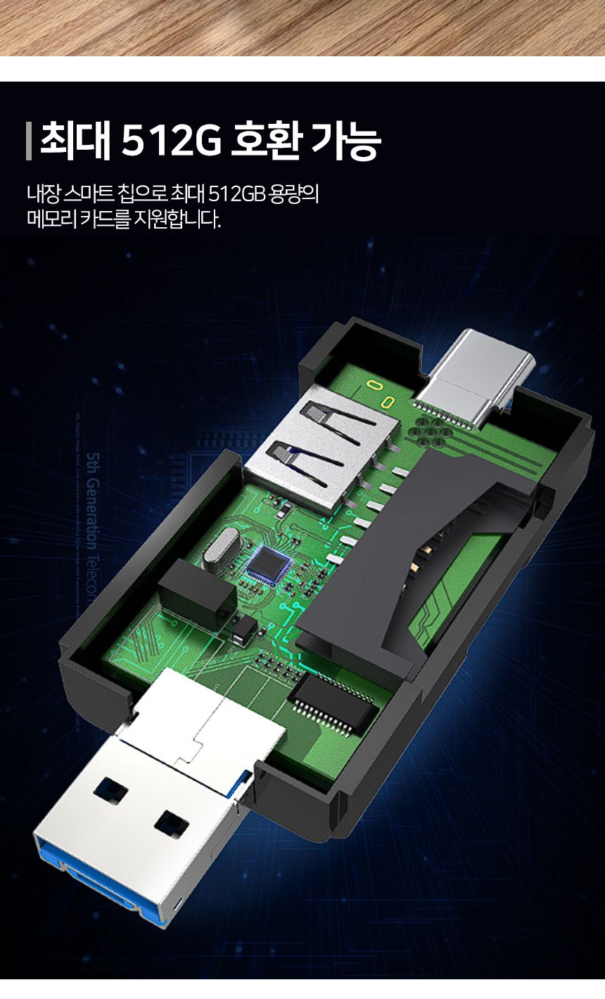 SMJ SD멀티리더기 C타입 OTG카드 USB 2.0 TF 블랙박스/리더기/멀티리더기/멀티리더포켓/휴대용리더기/멀티