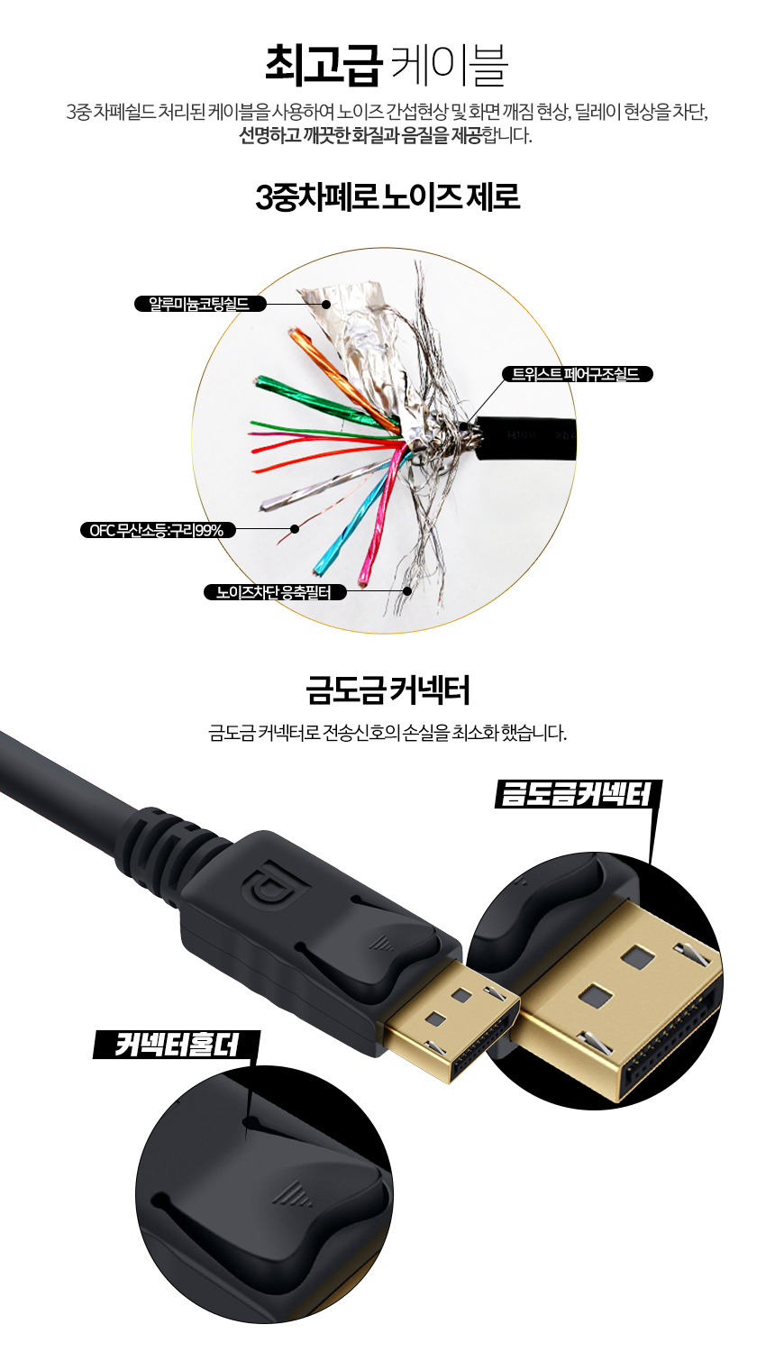 케이네트 DP케이블 더미 디스플레이포트 V1.2 1.0m/케이블/영상선/영상전송/영성케이블/영상전송케이블/DP