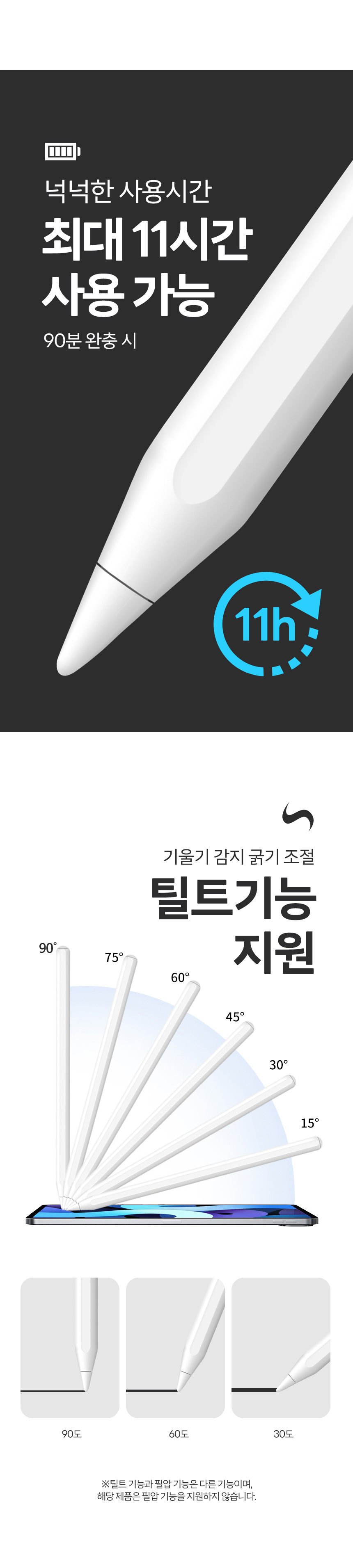 뉴에이커 무선충전 아이패드펜슬 2세대/태블릿펜/아이패드용품/스마트터치펜/정전식터치팬/아이패드터치펜/