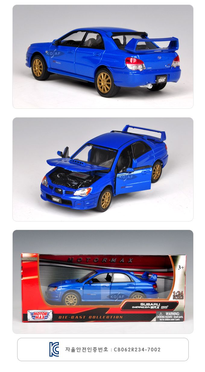 모터맥스 1 24 스바루 임프레자 WRX STI (73330BL)/자동차/모형자동차/자동차모형/다이캐스트자동차/고급자