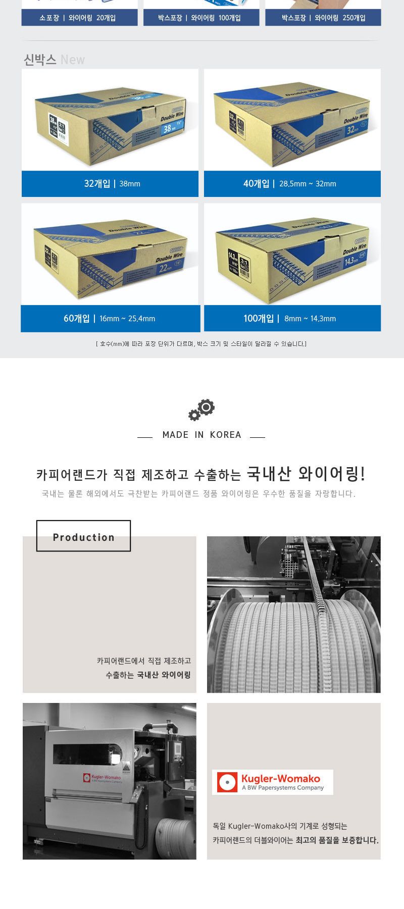 카피어랜드 3대1 와이어링 6.4mm 100개입/링/제본링/제본용링/와이어링/코일링/와이어코일링/제본코일링/제