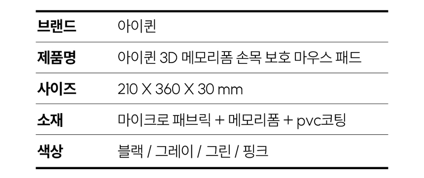 3D 메모리폼 팜레스트 PC 컴퓨터 손목보호 마우스패드/쿠션마우스패드/마우스팜레스트/마우스손목받침/마우