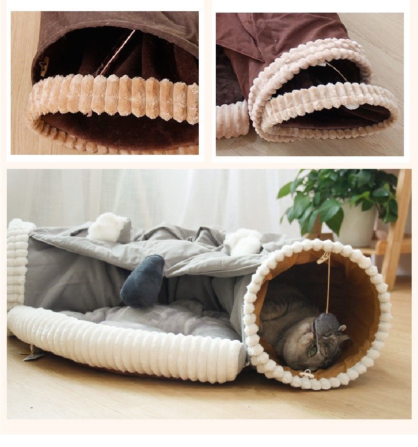 강아지 고양이 숨숨 안락한 침대 터널 (브라운)/숨숨집/캣숨숨집/고양이숨숨집/캣터널/캣하우스/고양이침대