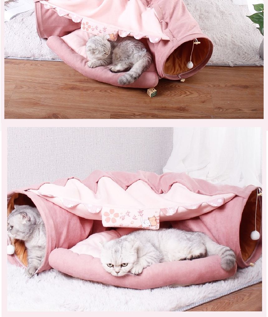 강아지 고양이 숨숨 편안한 침대 터널 (핑크)/숨숨집/캣숨숨집/고양이숨숨집/캣터널/캣하우스/고양이침대/