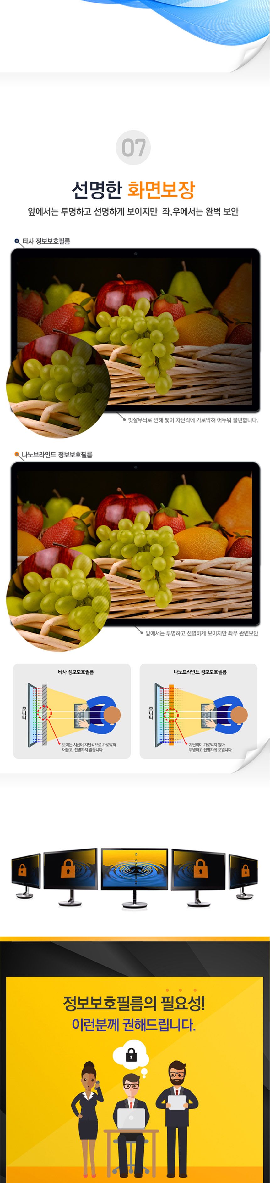 KEM 모니터 정보보안 정보보호필름 22형 475X298mm/사생활보호필름/프라이버시필름/정보보안기/노트북필름/