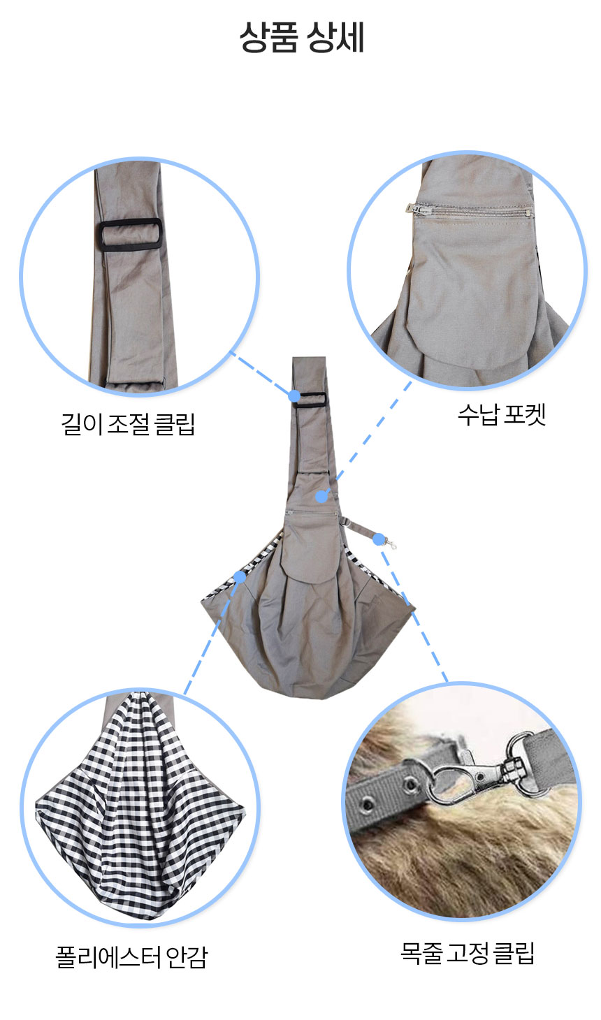 강아지 코튼 산책가방/애견슬링백/강아지슬링백/애견띠/반려견백팩/강아지포대기/강아지앞가방/반려견포대