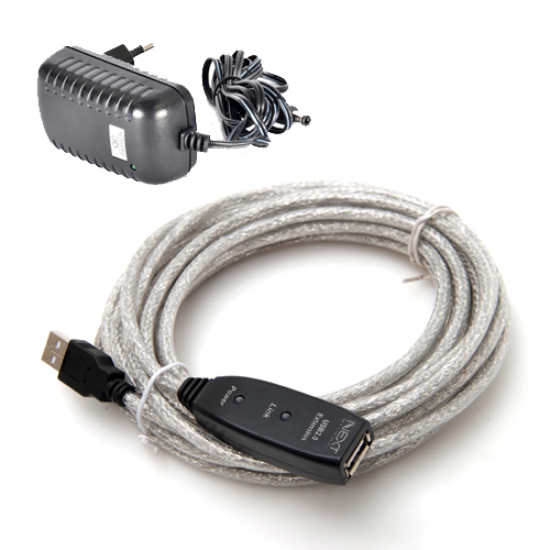 USB2.0 리피터 연장 5M 케이블 (5V 3A 어댑터 포함)/연장케이블/연장리피터/USB리피터/리피터케이블/USB연