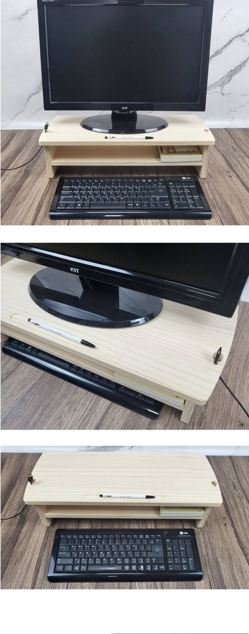 우드핏 RS 원목 모니터 받침대 2단 기본/모니터대/노트북받침/모니터받침대/모니터거치대/노트북거치대/컴