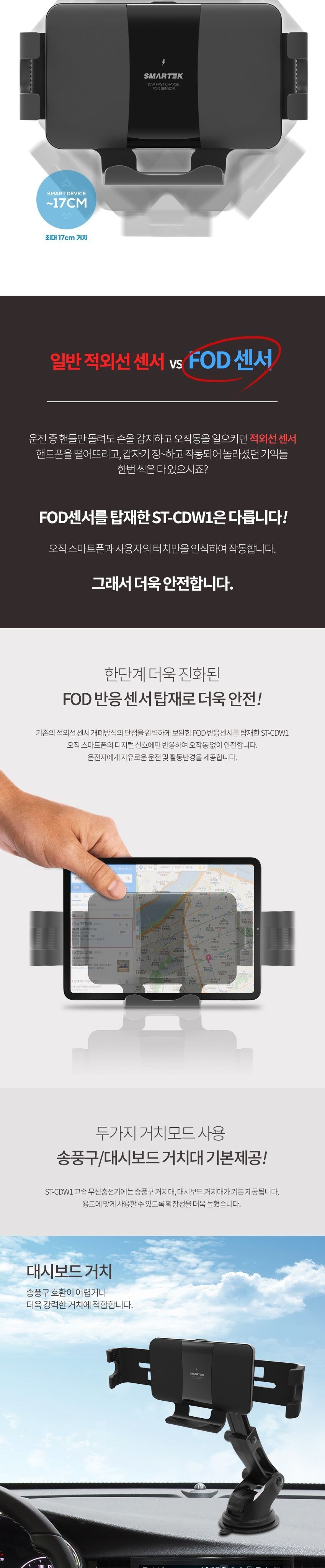 스마텍 와이드무선충전거치대 ST-CDW1 고속충전/무선충전/무선충전홀더/차량충전기/차량무선충전기/차량무