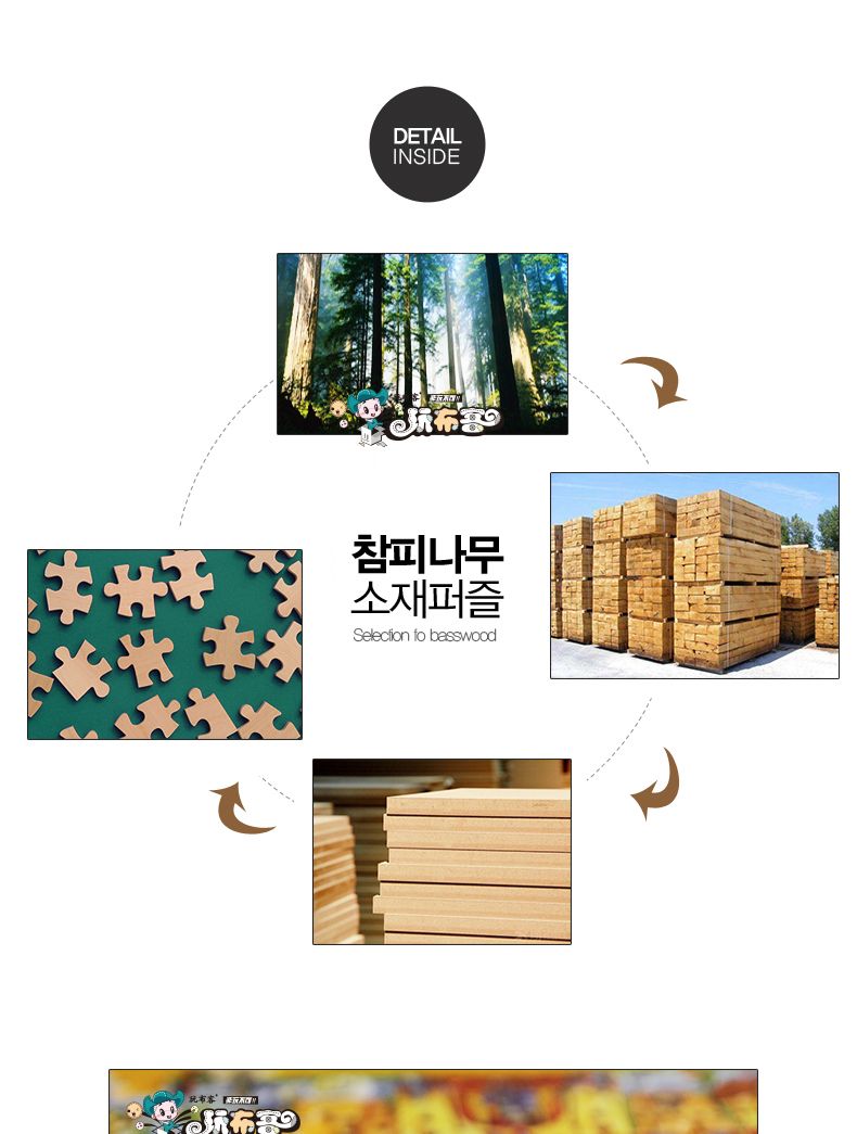 1000피스 목재 직소퍼즐 핑크 꽃나무 가로수길/나무퍼즐/목재퍼즐/우드퍼즐/우드직소퍼즐/우드판퍼즐/퍼즐/