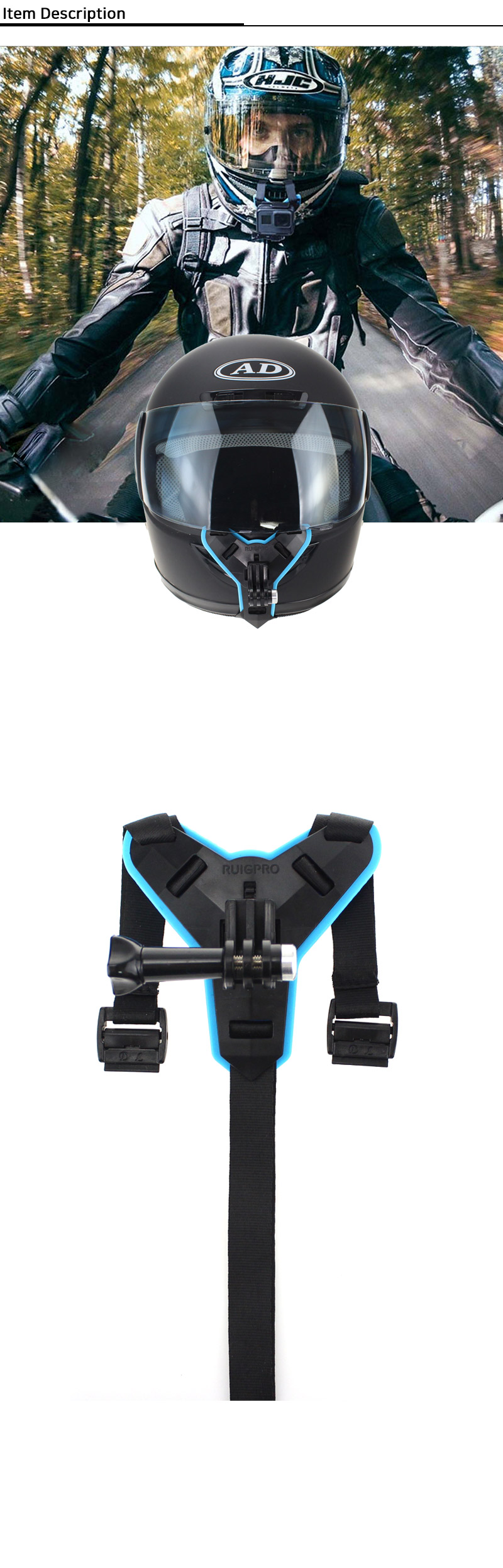 GOPRO10 호환 바이크 헬멧 턱 고정 스트랩 고프로10/캠모자고정/액션캠모자고정/액션캠집게/액션캠마운트/