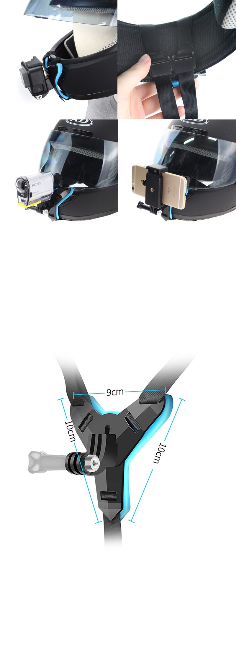 GOPRO10 호환 바이크 헬멧 턱 고정 스트랩 고프로10/캠모자고정/액션캠모자고정/액션캠집게/액션캠마운트/