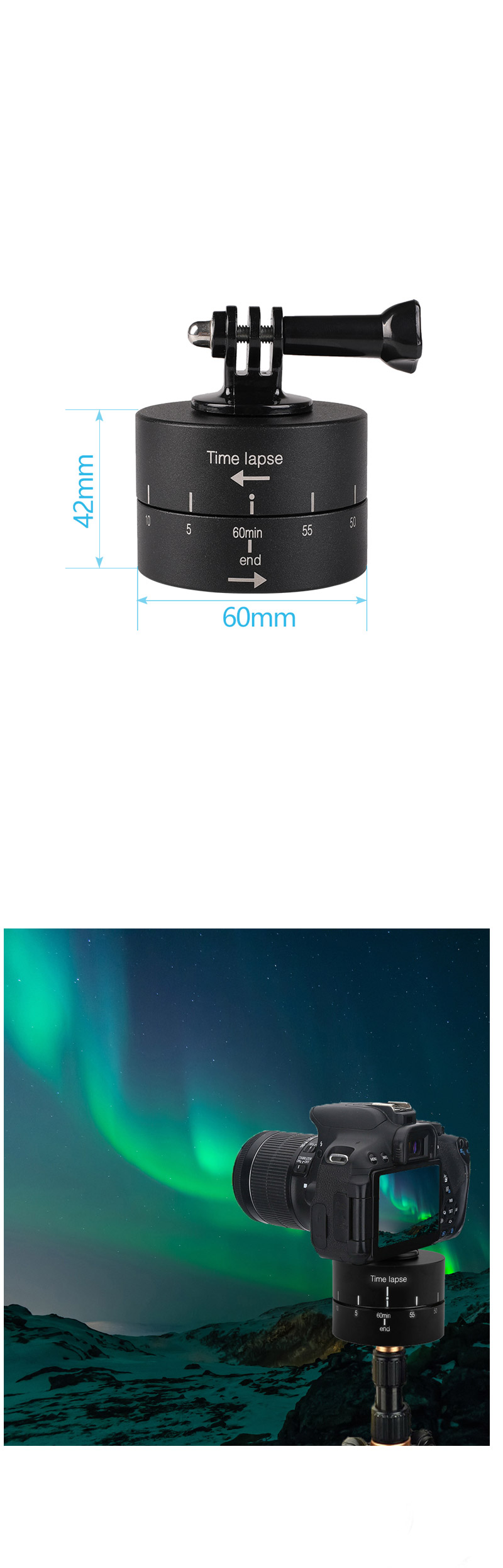 60분 타이머 타임랩스 360 회전 마운트 고프로 액션캠/고프로브라켓/캠브라켓/액션캠브라켓/더블브라켓/더