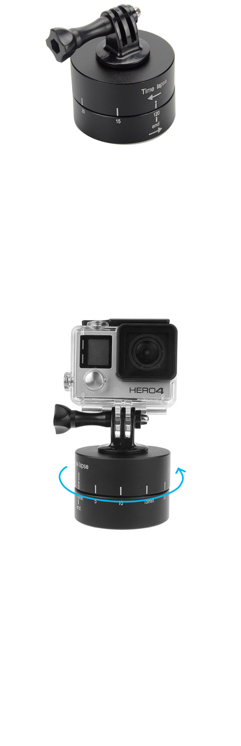 120분 타임랩스 360도 회전 마운트 고프로 액션캠/고프로브라켓/캠브라켓/액션캠브라켓/더블브라켓/더블어