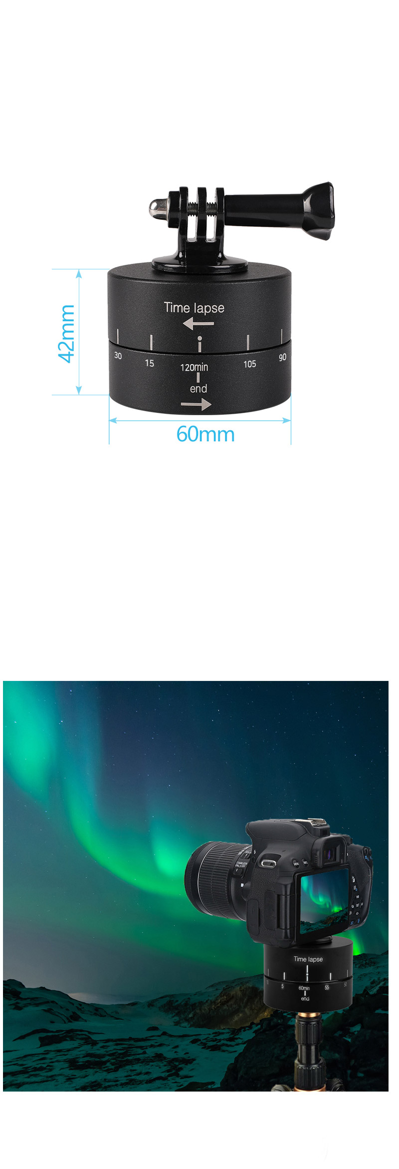 120분 타임랩스 360도 회전 마운트 고프로 액션캠/고프로브라켓/캠브라켓/액션캠브라켓/더블브라켓/더블어