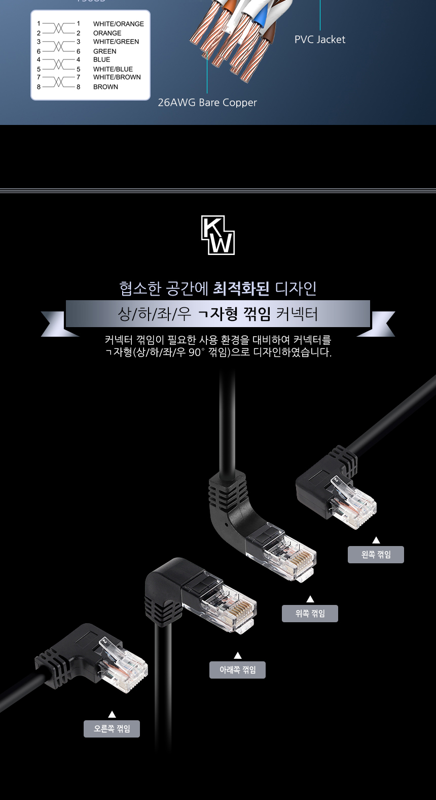 CAT6 하향 꺾임 랜케이블 5M LAN 인터넷선 꺽임 ㄱ자/LAN선/렌케이블/LAN케이블/랜연결/LAN연결/랜선케이블