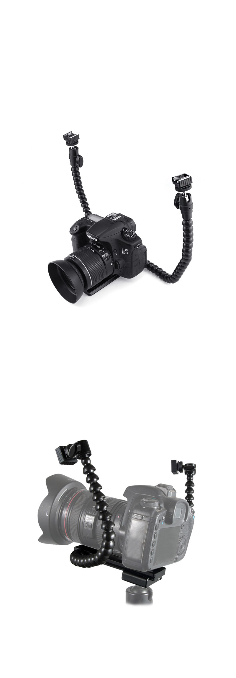삼각대 더블 헤드 핫슈 브래킷 DSLR 카메라 LED라이트/촬영장비/카메라클램프/집게클램프/반사판용품/반사