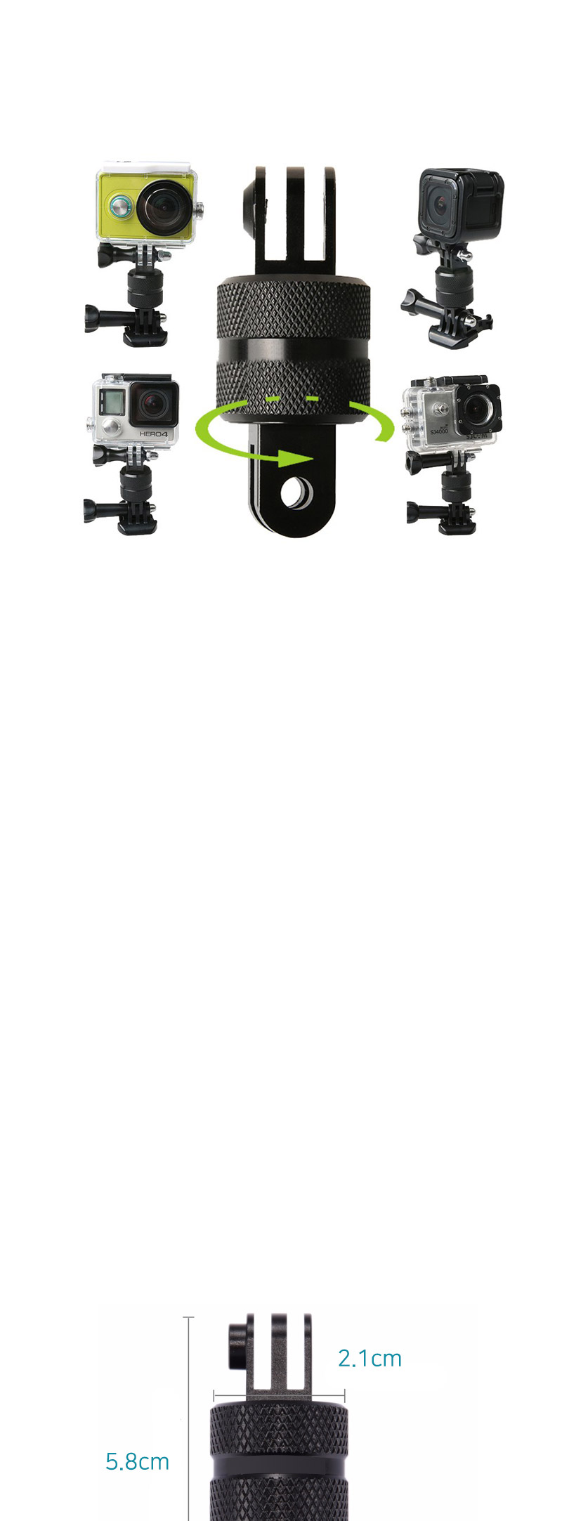 액션캠 어댑터 셀카봉 회전 360도 마운트 연결 고프로/고프로거치대/고프로암/고프로암거치대/액션캠거치대