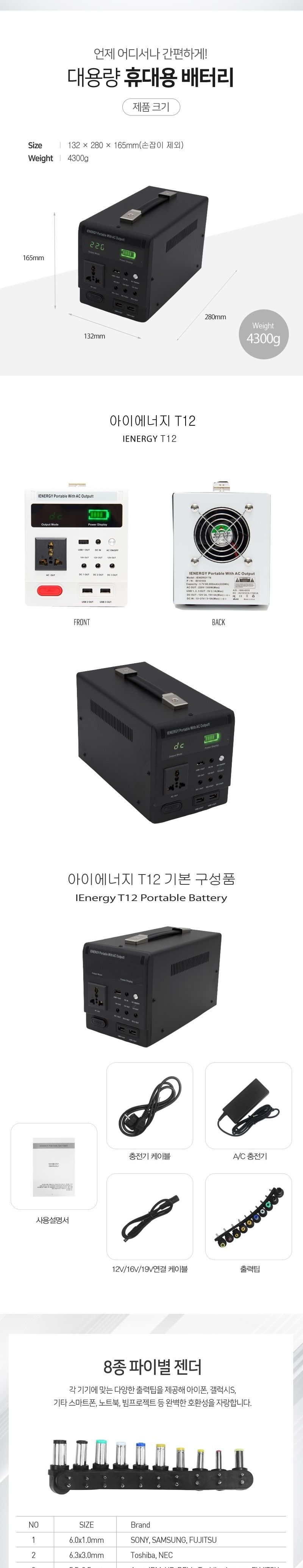 아이에너지 T12 대용량 캠핑 보조배터리 AC220V(444w)/캠핑배터리/캠핑용배터리/밧데리/비상배터리/비상밧