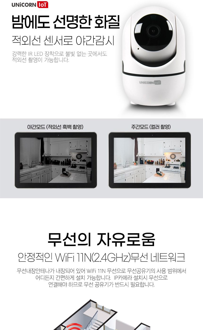 유니콘IoT 300만화소 CCTV 무선보안 IP카메라초고화/CC카메라/CCTV/보안용품/보안카메라/보안용/보안카메라