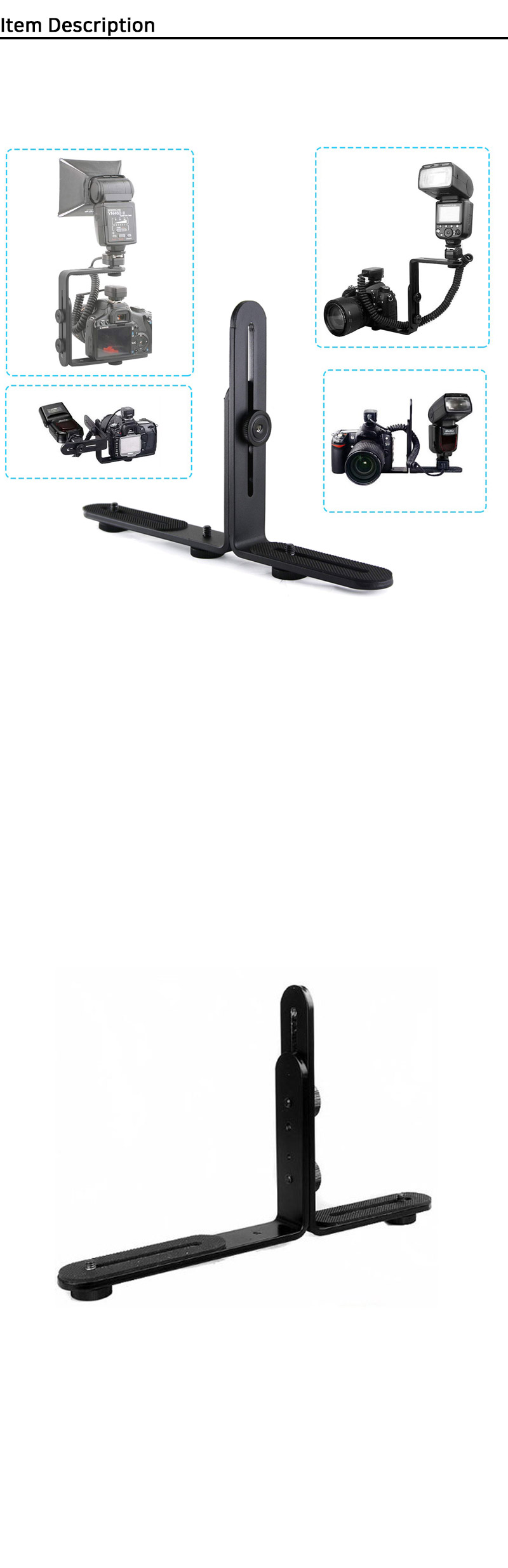 듀얼 L 플래쉬 확장 브라켓 카메라 DSLR 액션캠 연결/액션캠부품/카메라부품/액션캠나사/액션캠스크류/액션