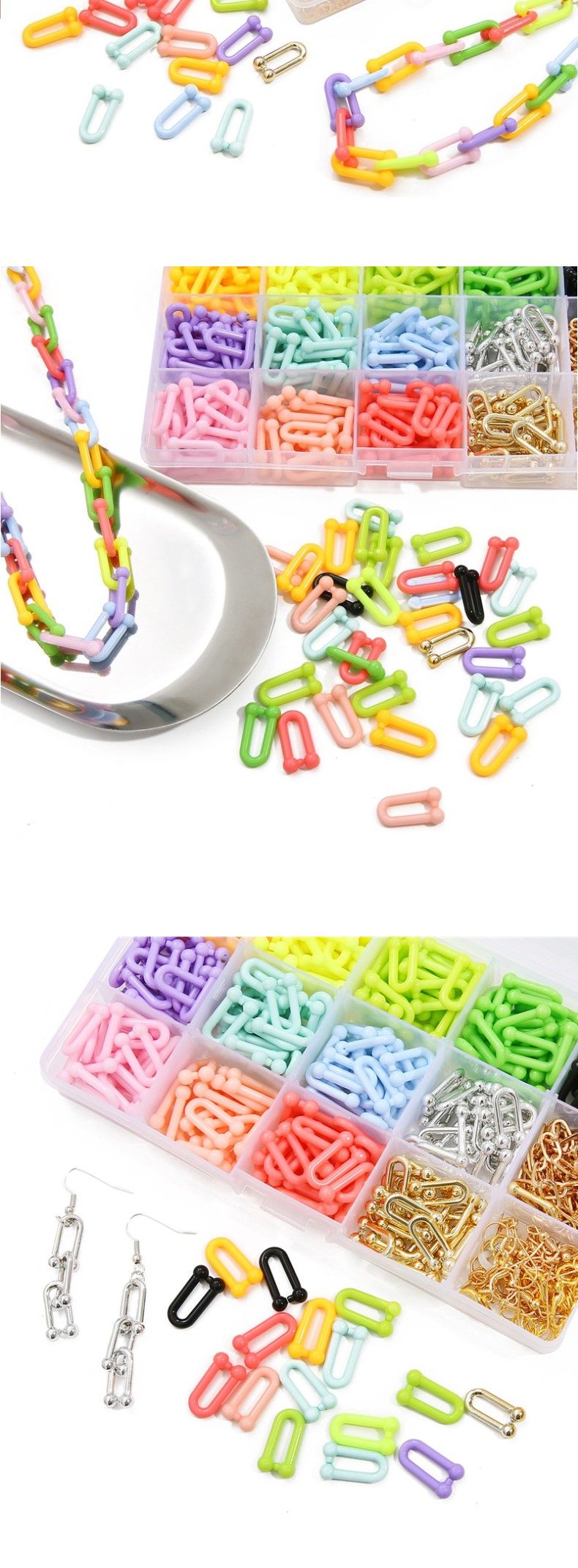 DIY U 빅체인 비즈 15종세트 팔찌 목걸이 만들기 키트/비즈공예재료/반지만들기/팔찌만들기/비즈/비즈공예/