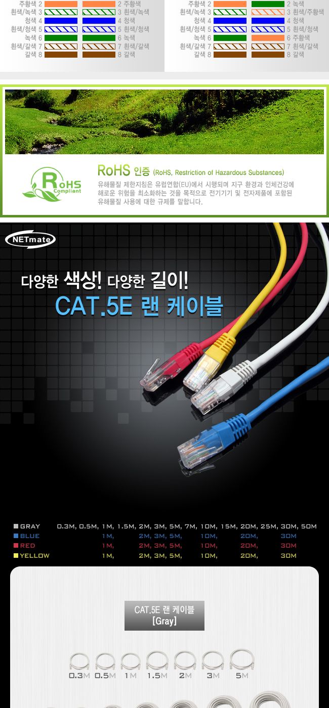 인터넷 케이블 CAT.5E UTP 랜케이블 그레이 10M/랜선/랜케이블/LAN선/LAN케이블/LAN/인터넷선/인터넷케이블
