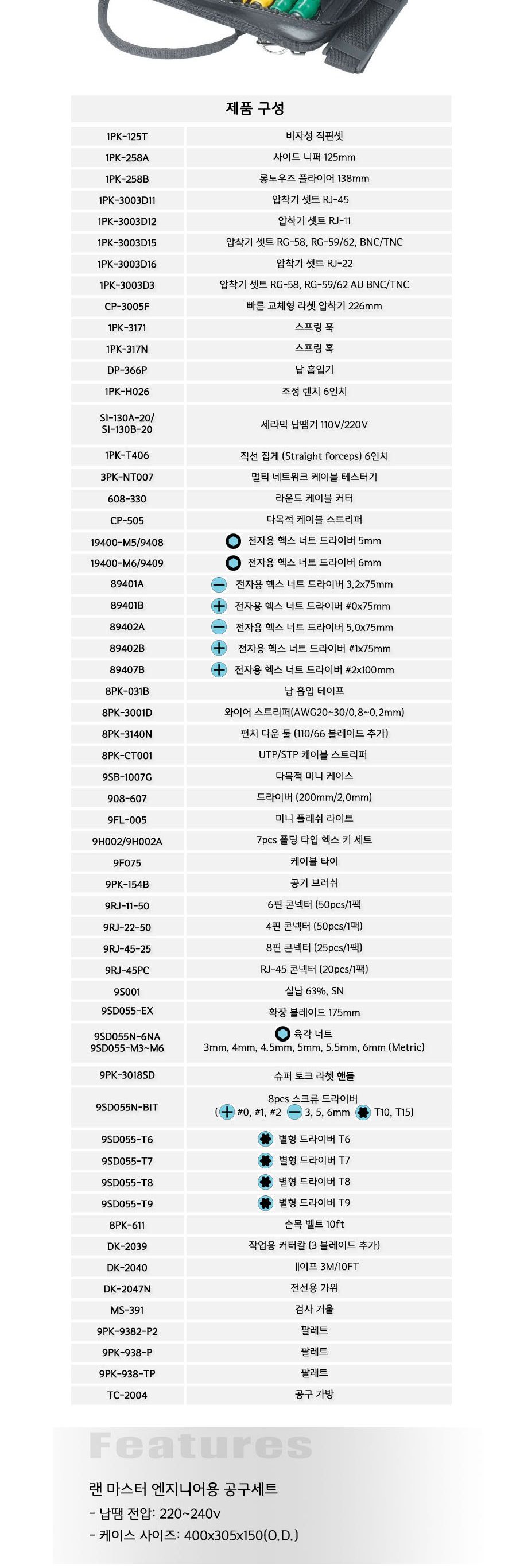 프로스킷-랜 마스터 엔지니어용 공구세트 1PK-19382B 75PCS (1EA) 공구세트 다목적공구세트 사무실공구세트 작업공구세트 다용도공구세트 가정용공구세트 선물용공구세트 공구용품세트 수공구 수작업공구