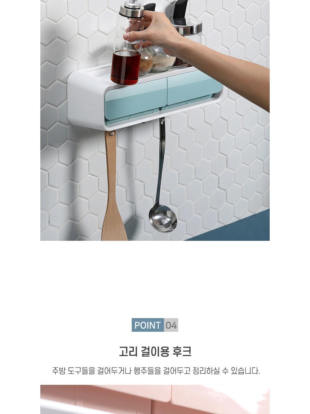 벽부착 다용도 주방 수납 걸이 주방걸이 주방수납 주방정리용품 주방용품 소품정리 접착식 조미료보관 보관용품 소품선반 조리도구걸이